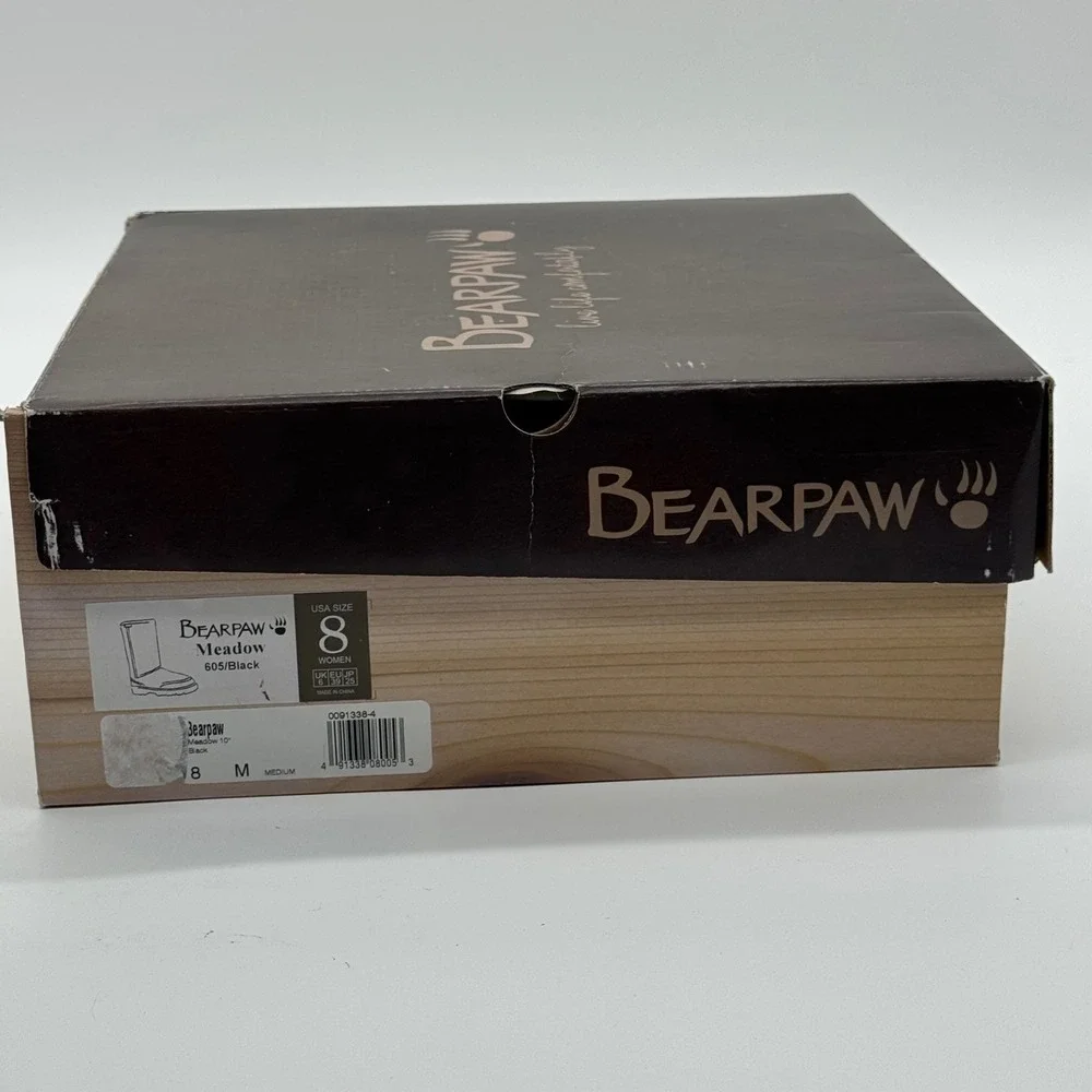 Bearpaw Meadow 605 Black Suede 10-inch Mid-Calf Winter Boots Womens 8